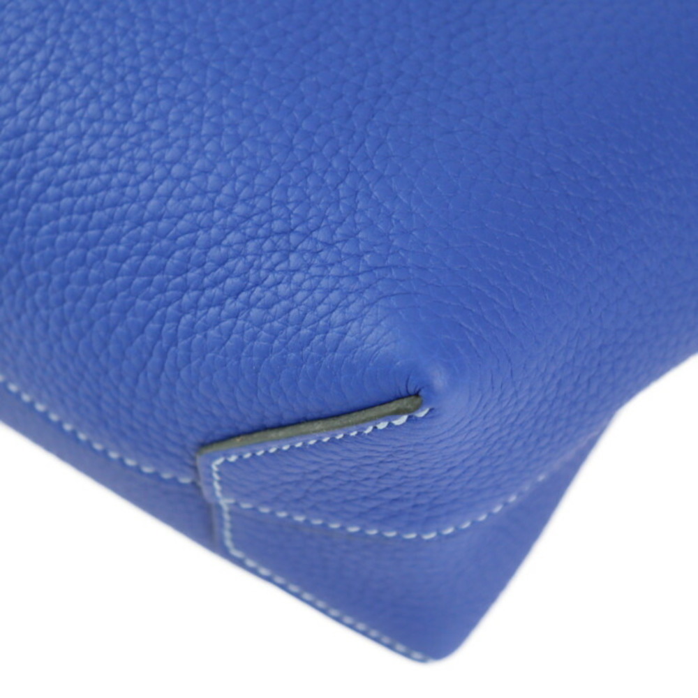 HERMES Clemence Leather Cabasellier 31 Shoulder Bag Royal Blue