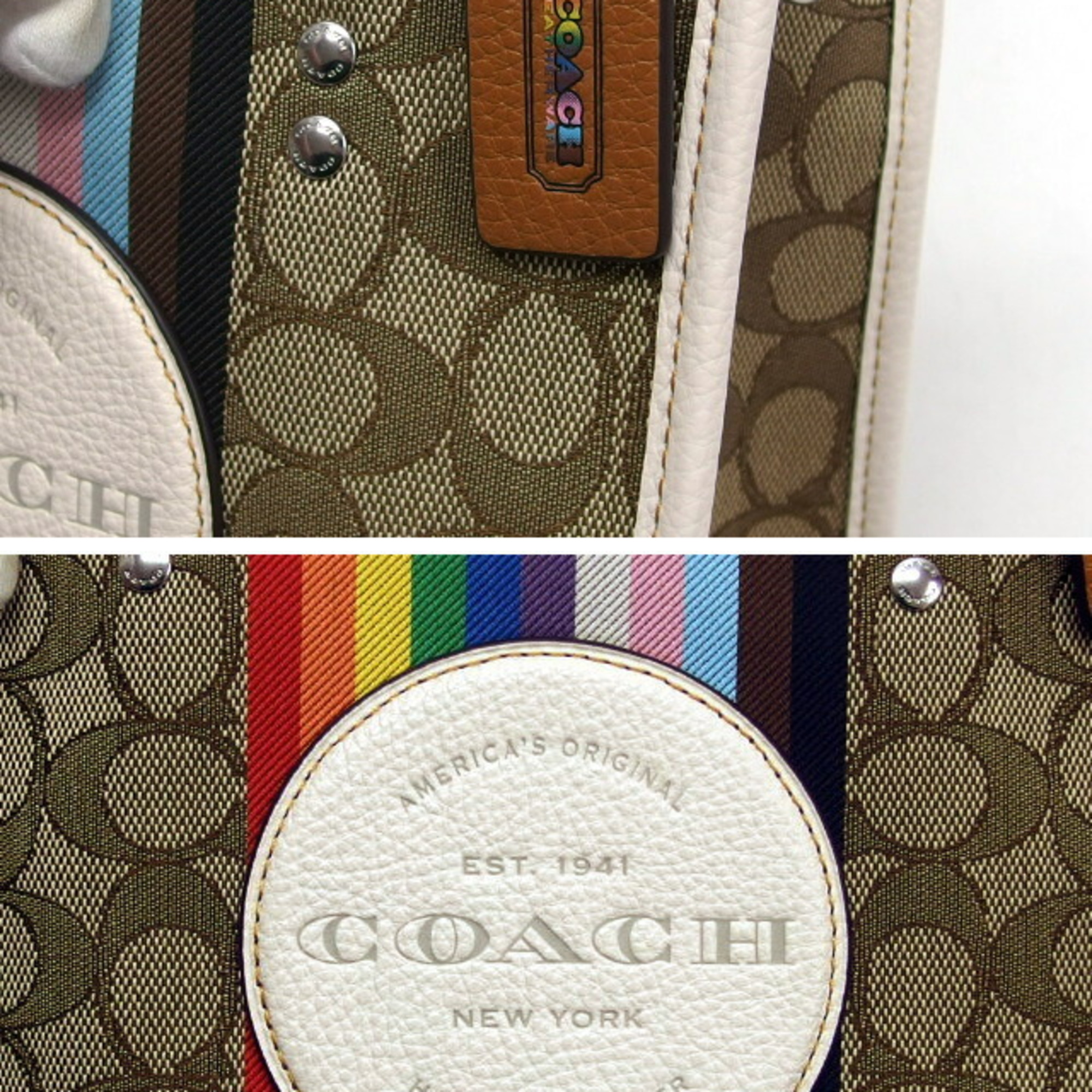 Coach Dempsey Tote 22 Bag Rainbow