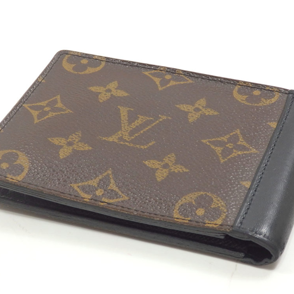 Louis Vuitton Monogram Macassar Mens Folding Wallets, Black