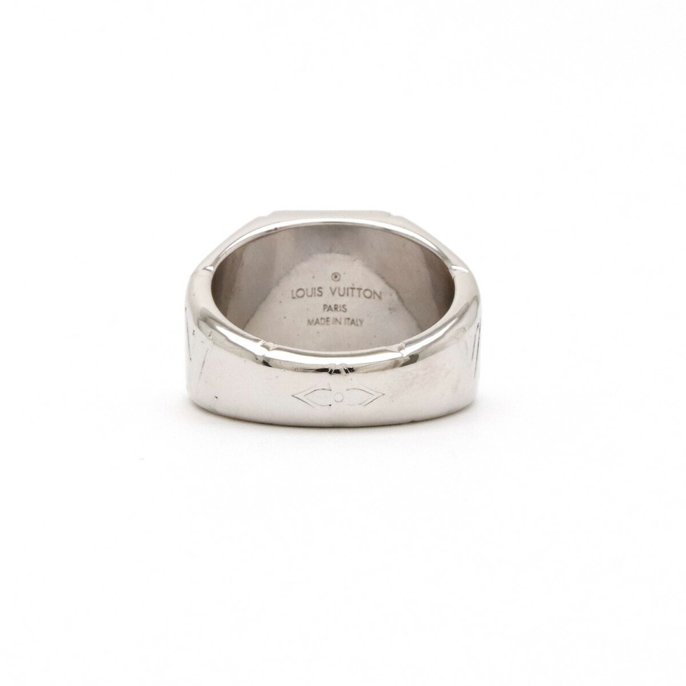 Louis Vuitton Monogram Signet Ring, Silver, M