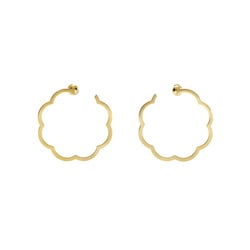 Chanel Camellia Hoop K18YG Yellow Gold Earrings
