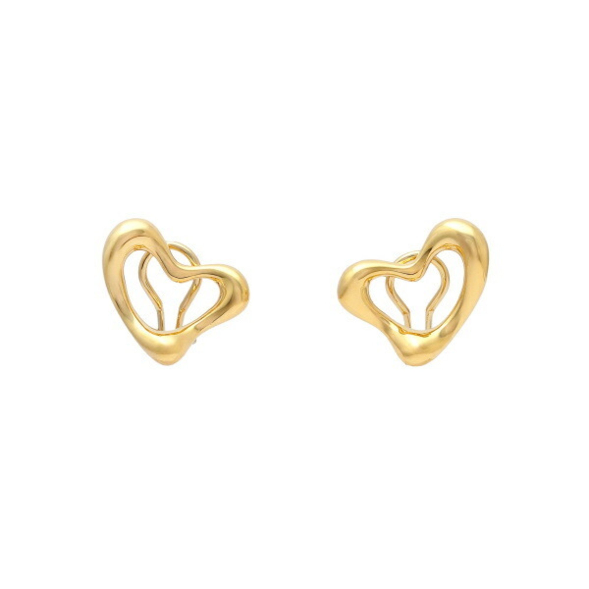 Tiffany Elsa Peretti Open Heart K18YG Yellow Gold Earrings