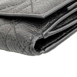 Christian Dior Cannage Trifold Wallet Leather Black