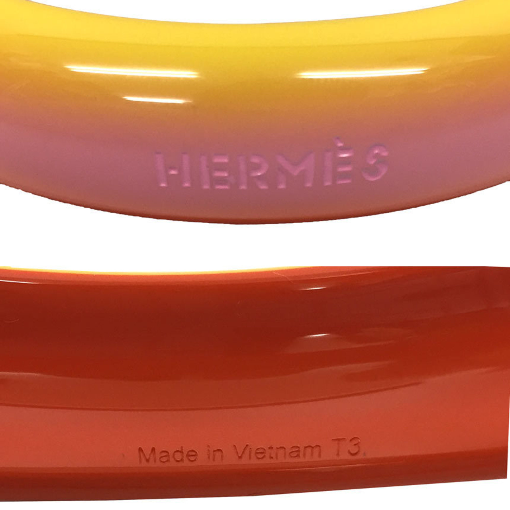 Hermes Bangle Bracelet T3 Lacquerwood Orange Yellow Pink Gradient