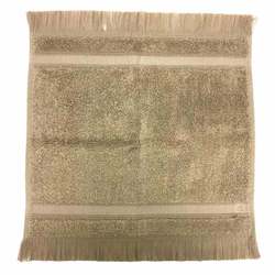 HERMES Hand Towel Handkerchief H Mark Beige Brown 85% Cotton 15% Silk
