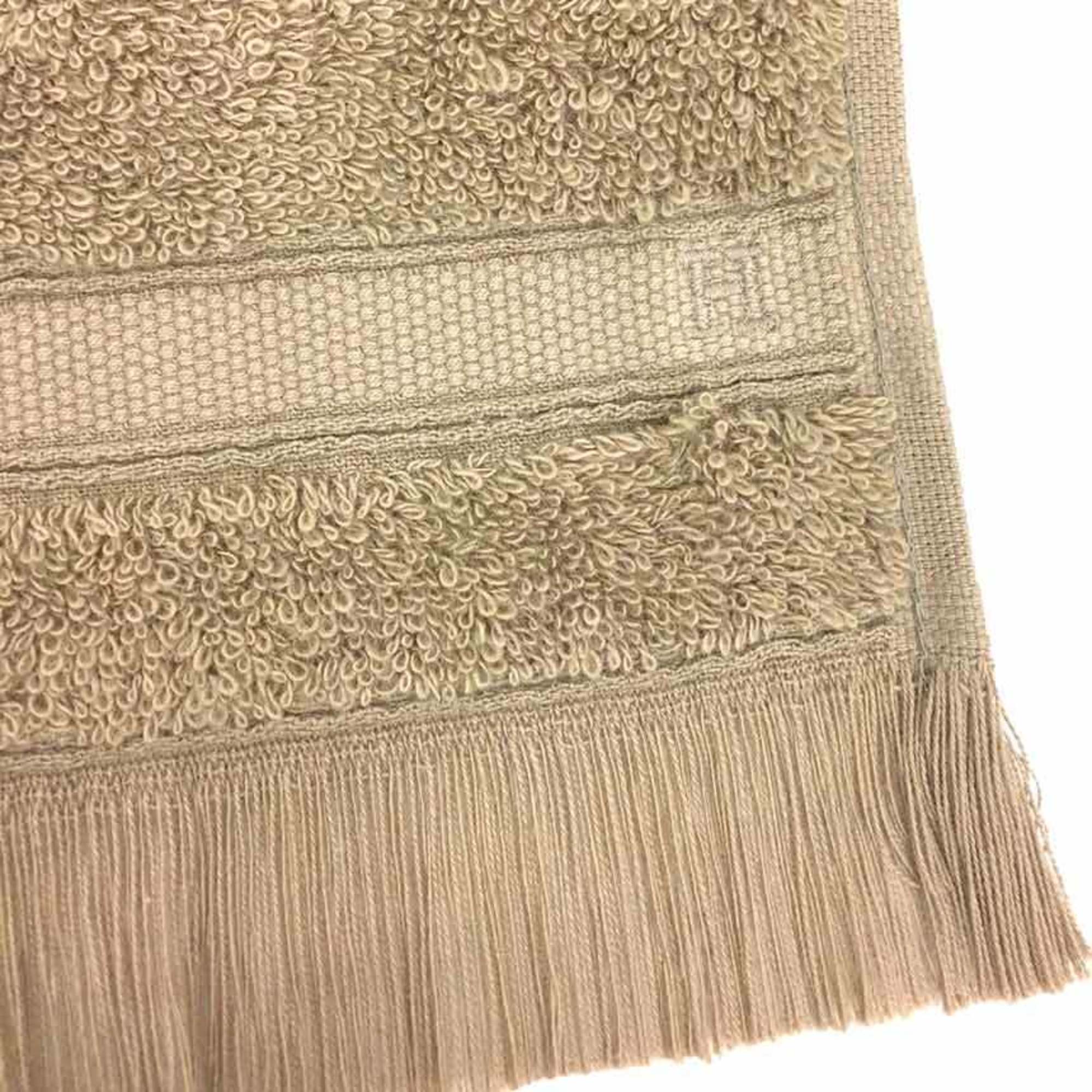 HERMES Hand Towel Handkerchief H Mark Beige Brown 85% Cotton 15% Silk