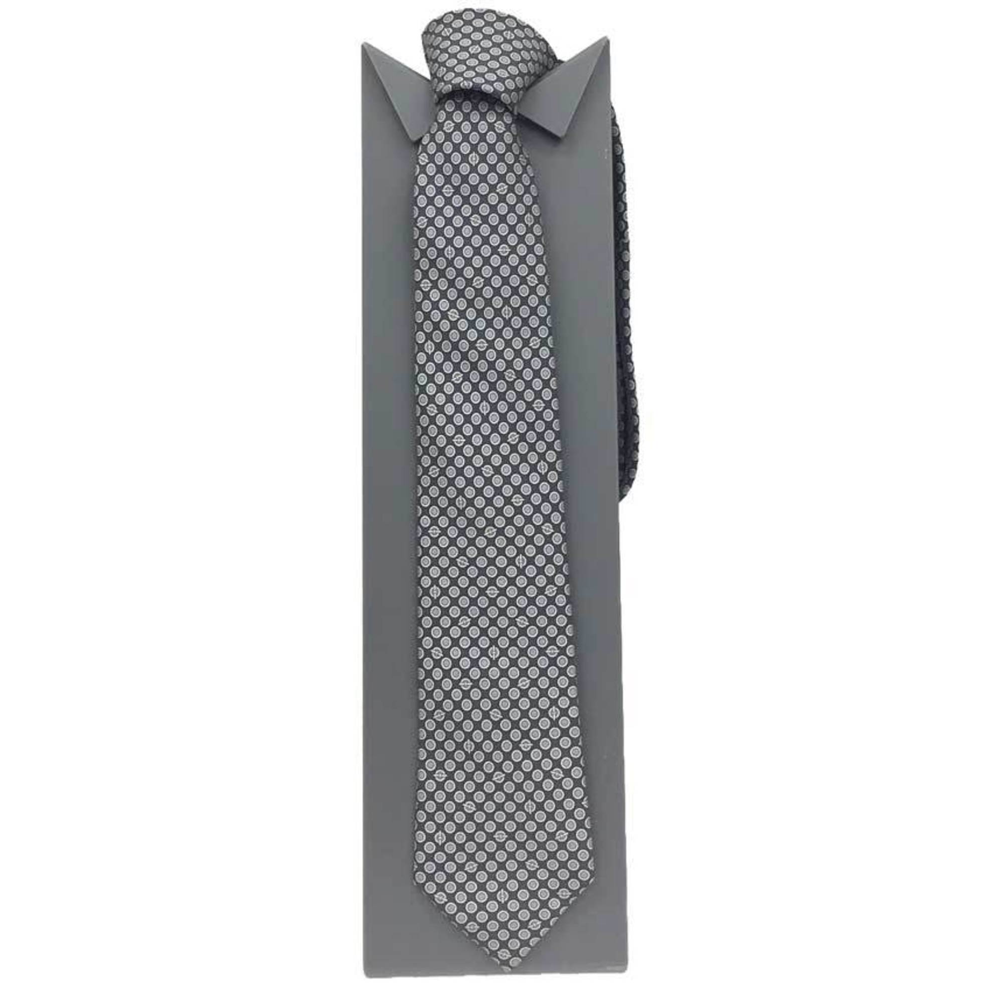 Hermes Tie Grennan 100% Silk Gray Men's