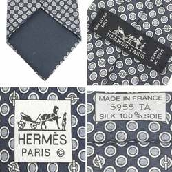 Hermes Tie Grennan 100% Silk Gray Men's