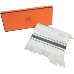 HERMES Hand Towel Handkerchief CARRE CABINE HERMARIN EPONGE Cotton BLANC/MICA White Men Women Unisex