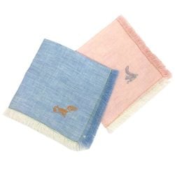 HERMES Baby line handkerchief set linen pink blue embroidery