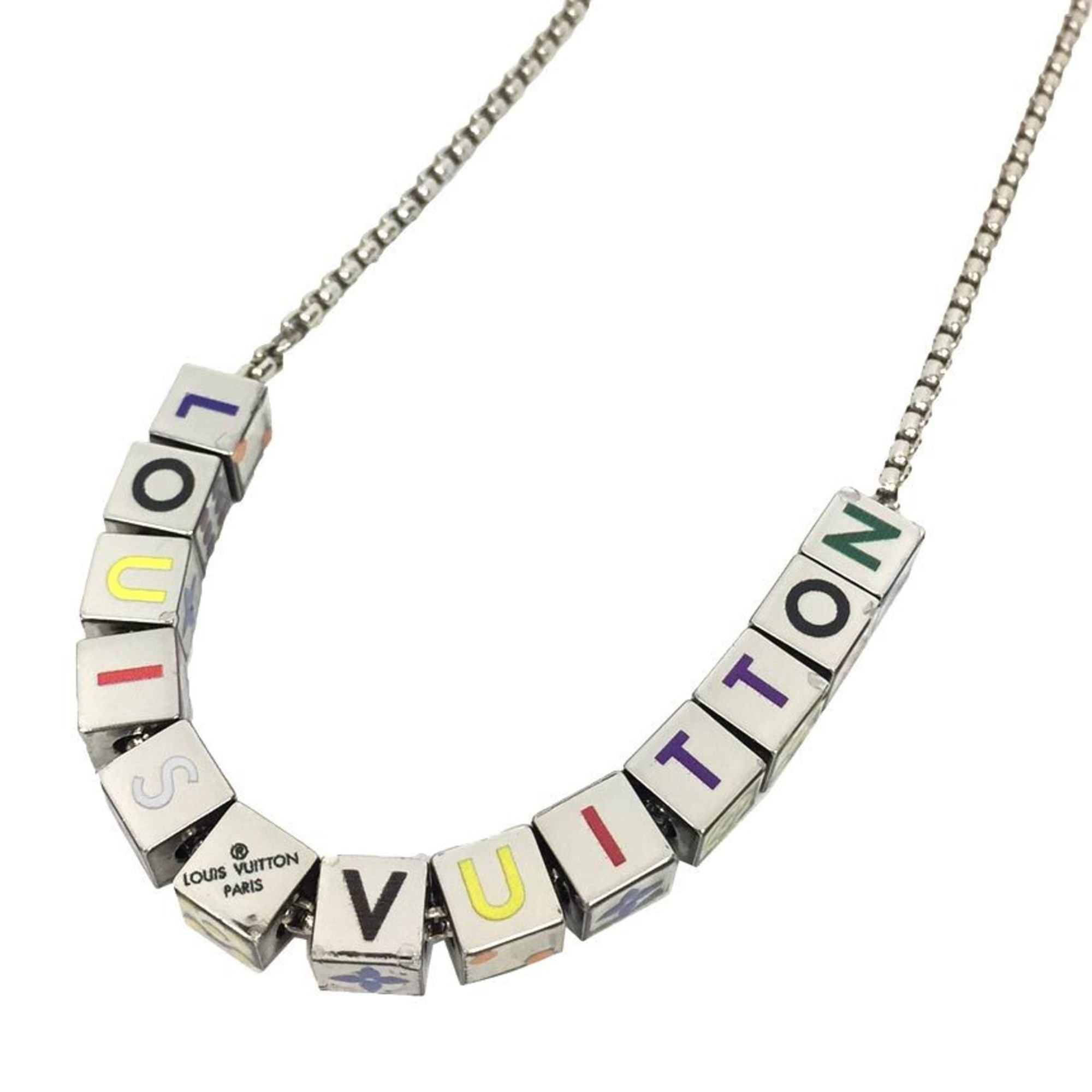 Louis Vuitton LOUIS VUITTON Collier LV Play It Cube Necklace M68873 Silver Color