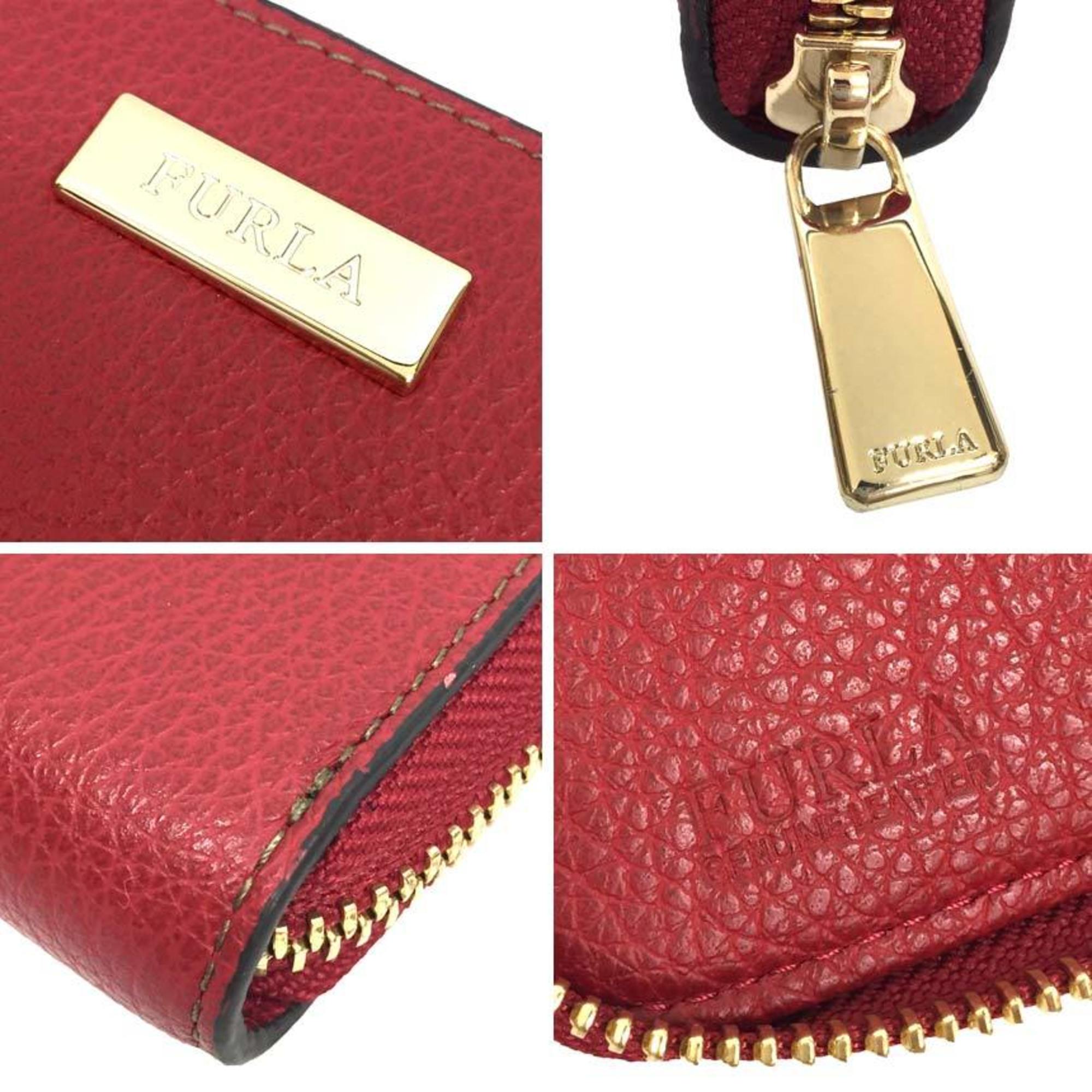 Furla FURLA Folding Wallet PR2Y 0972189 Leather Red Round Zip Ladies