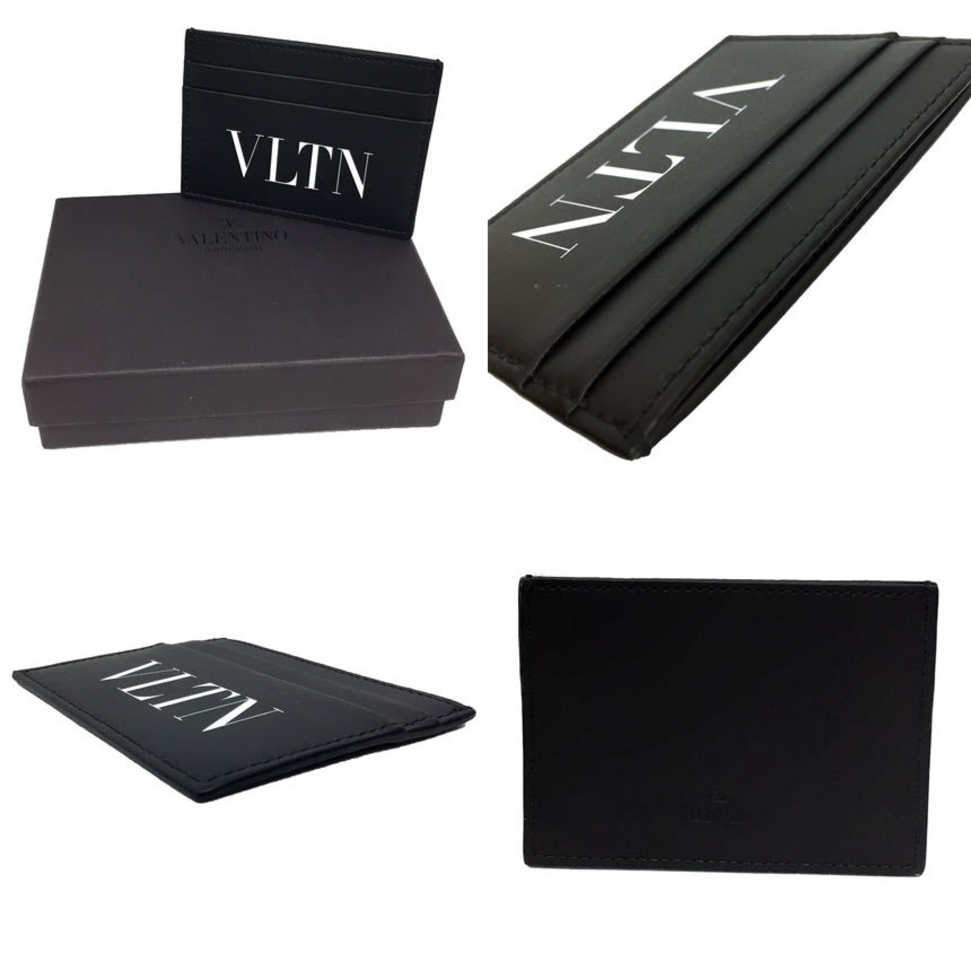 Valentino Garavani VY0P0448 WY2P0448 LVN Leather VLTN Card Case Business Holder Pass 0NO/NERO Black