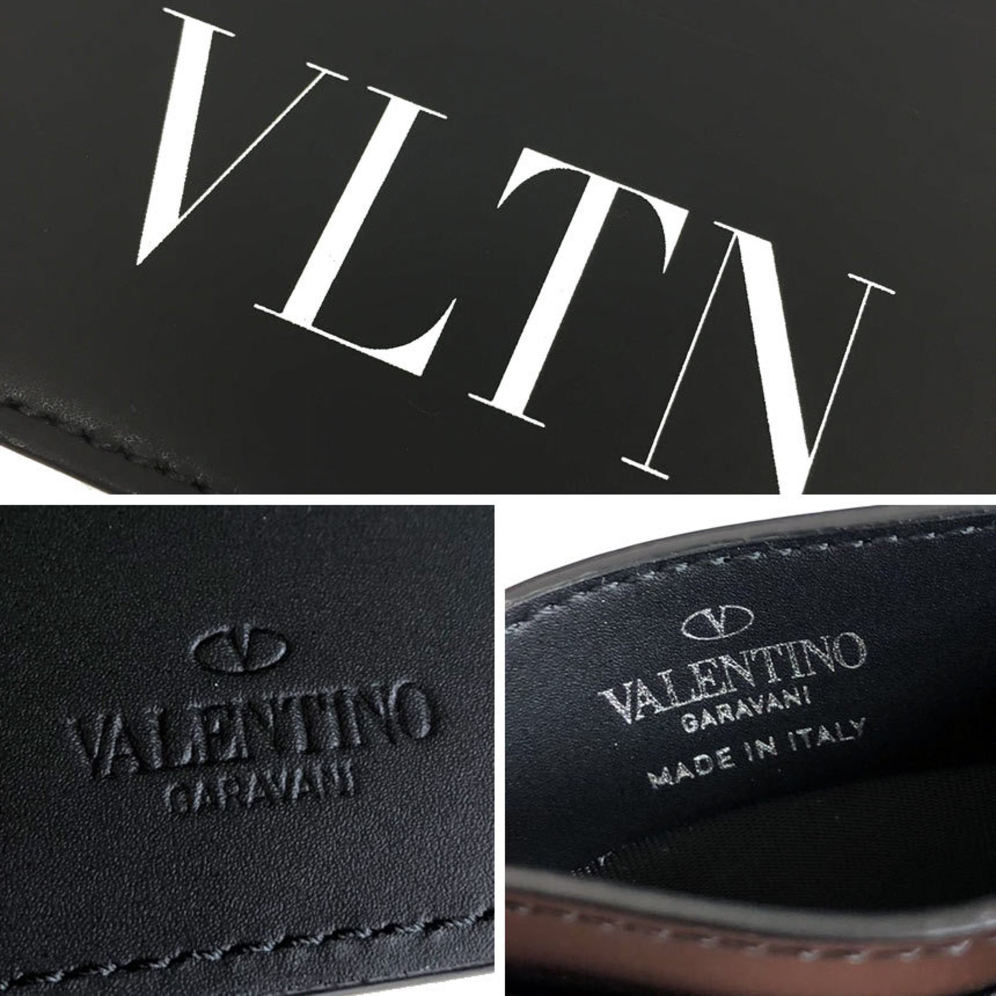 Valentino Garavani VY0P0448 WY2P0448 LVN Leather VLTN Card Case Business Holder Pass 0NO/NERO Black