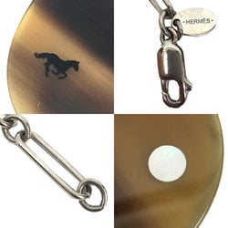 Hermes Buffalo Horn Necklace Pendant Horse Brown