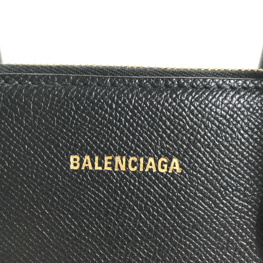 Auth BALENCIAGA Ville Top Handle S 518873 Black Leather Handbag