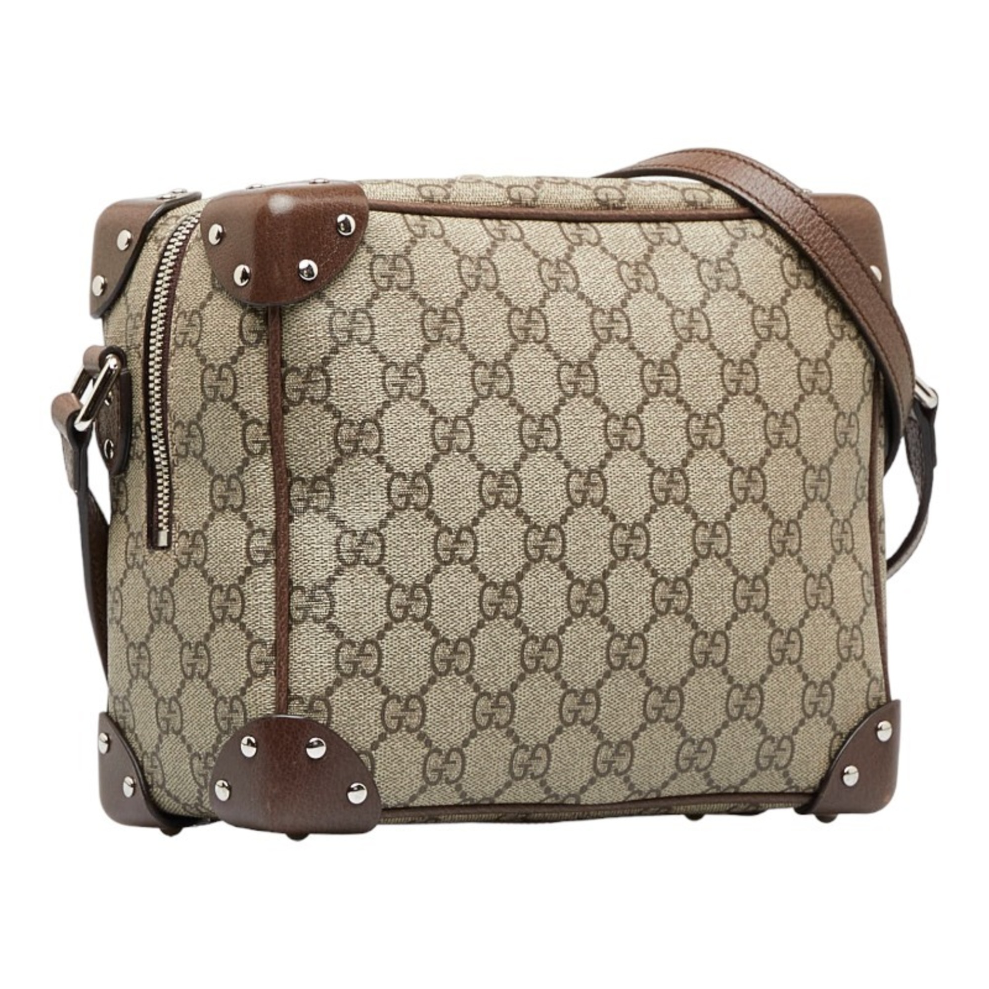 Gucci GG Supreme Shoulder Bag 626363 Beige Brown PVC Leather Women's GUCCI