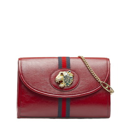Gucci Raja Sherry Line Tiger Head Chain Shoulder Bag 570145 Red Leather Women's GUCCI