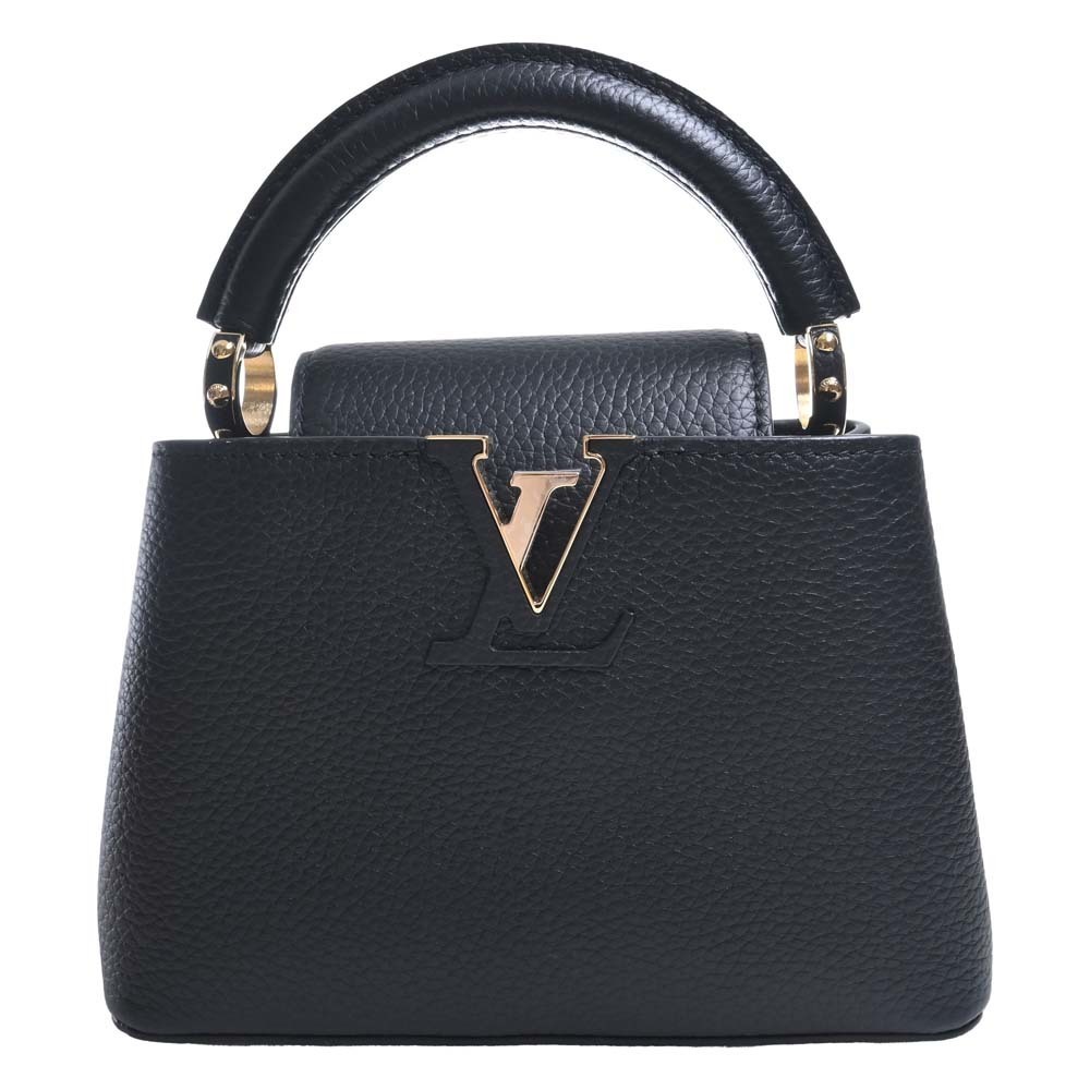 LOUIS VUITTON Taurillon Capucines MINI Handbag M56071 Black Ladies