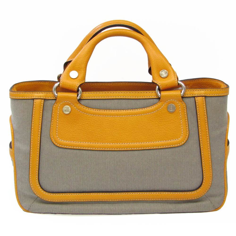 Celine Boogie 134022JAS Women s Canvas Leather Handbag Gray Orange