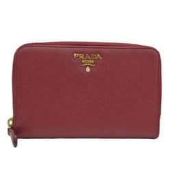 Prada Saffiano Women's Leather Middle Wallet (bi-fold) Bordeaux