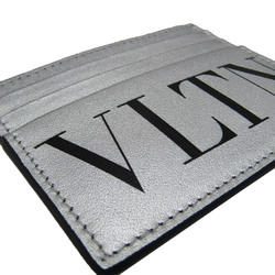 Valentino Garavani VLTN Logo Leather Card Case Black,Silver