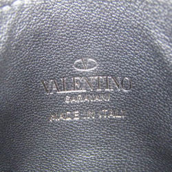 Valentino Garavani VLTN Logo Leather Card Case Black,Silver