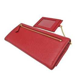 Prada Saffiano With Pass Case 1MH132 Women's Saffiano Metal Long Wallet (bi-fold) Fuoco