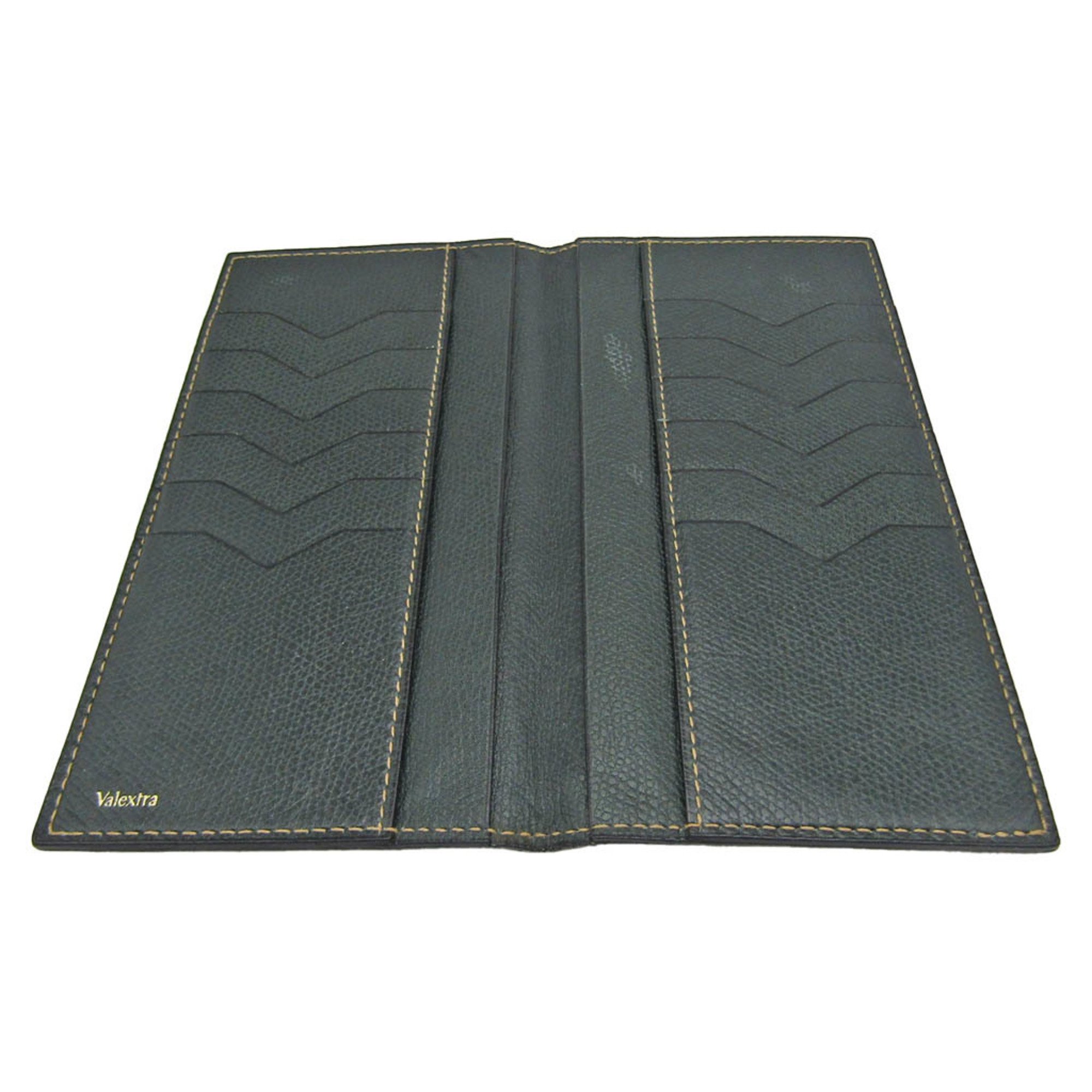 Valextra Vertical 12 Card V8L21 Men,Women Leather Long Bill Wallet (bi-fold) Dark Green