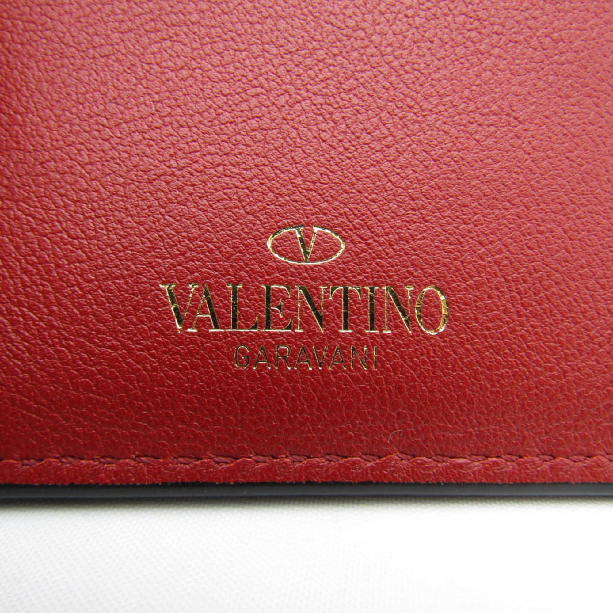 Valentino Garavani Lockstuds Leather Card Case Navy,Off-white,Red Color