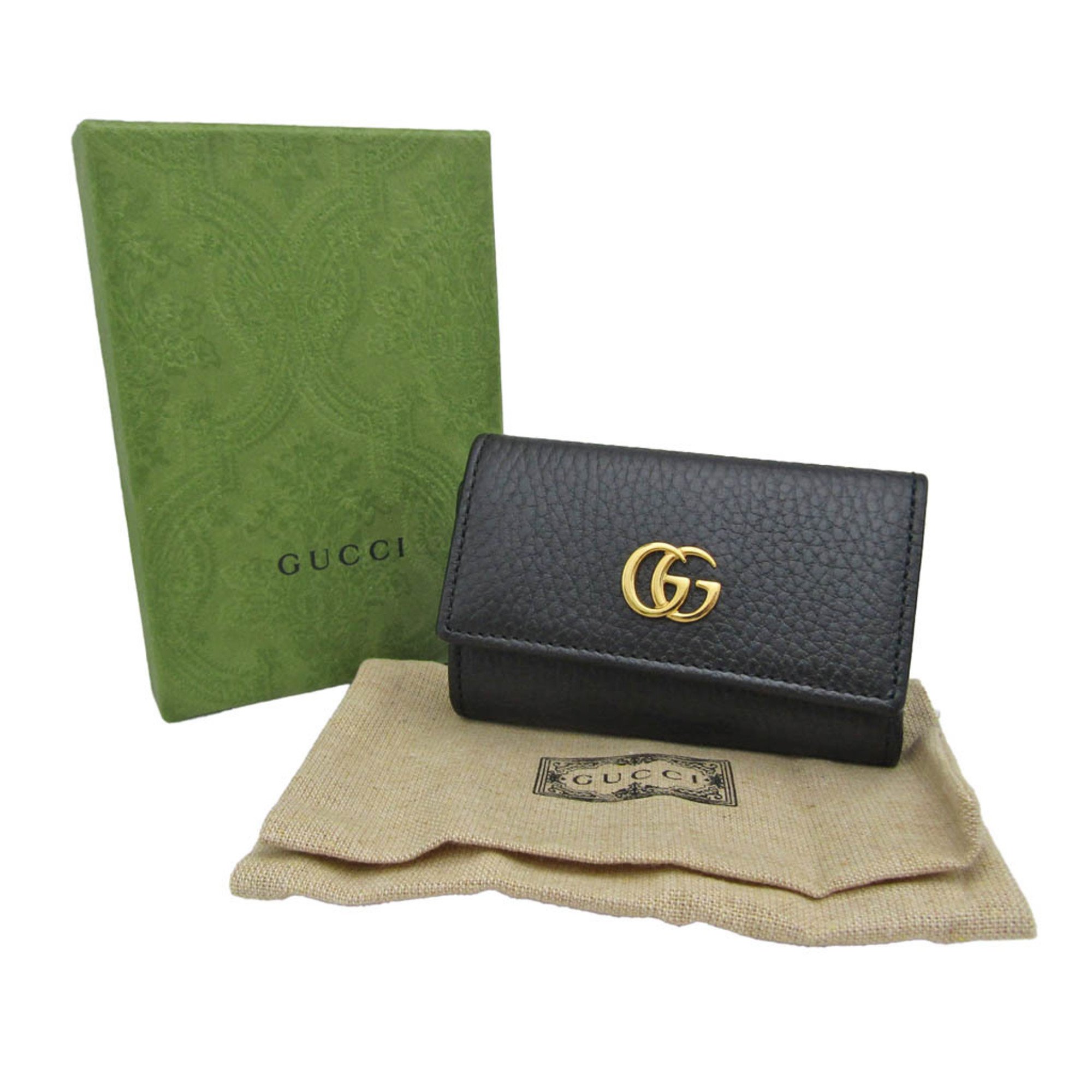 Gucci GG Marmont 456118 Women,Men Leather Key Case Black