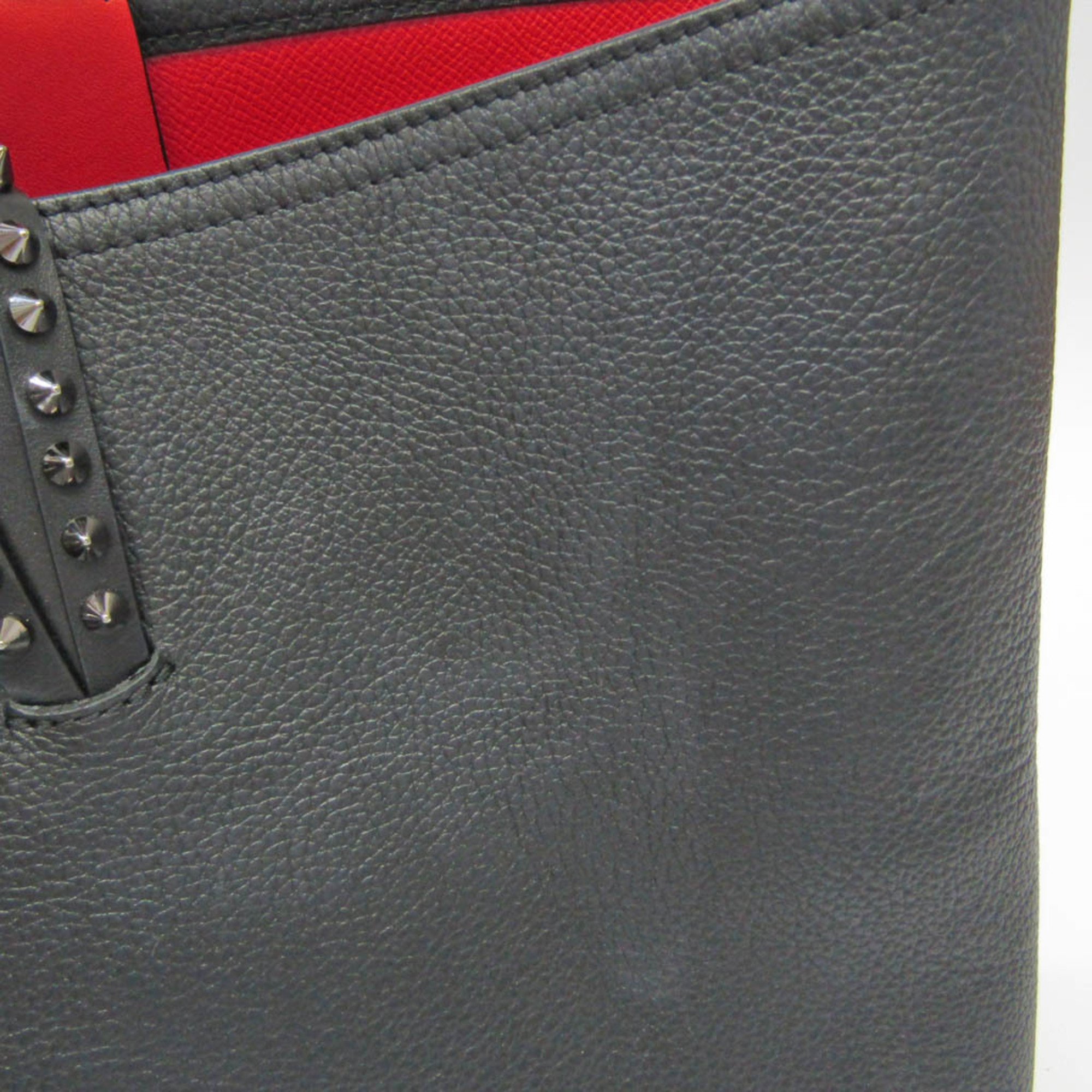 Christian Louboutin Cabata Men,Women Leather,Rubber Tote Bag Black,Red Color