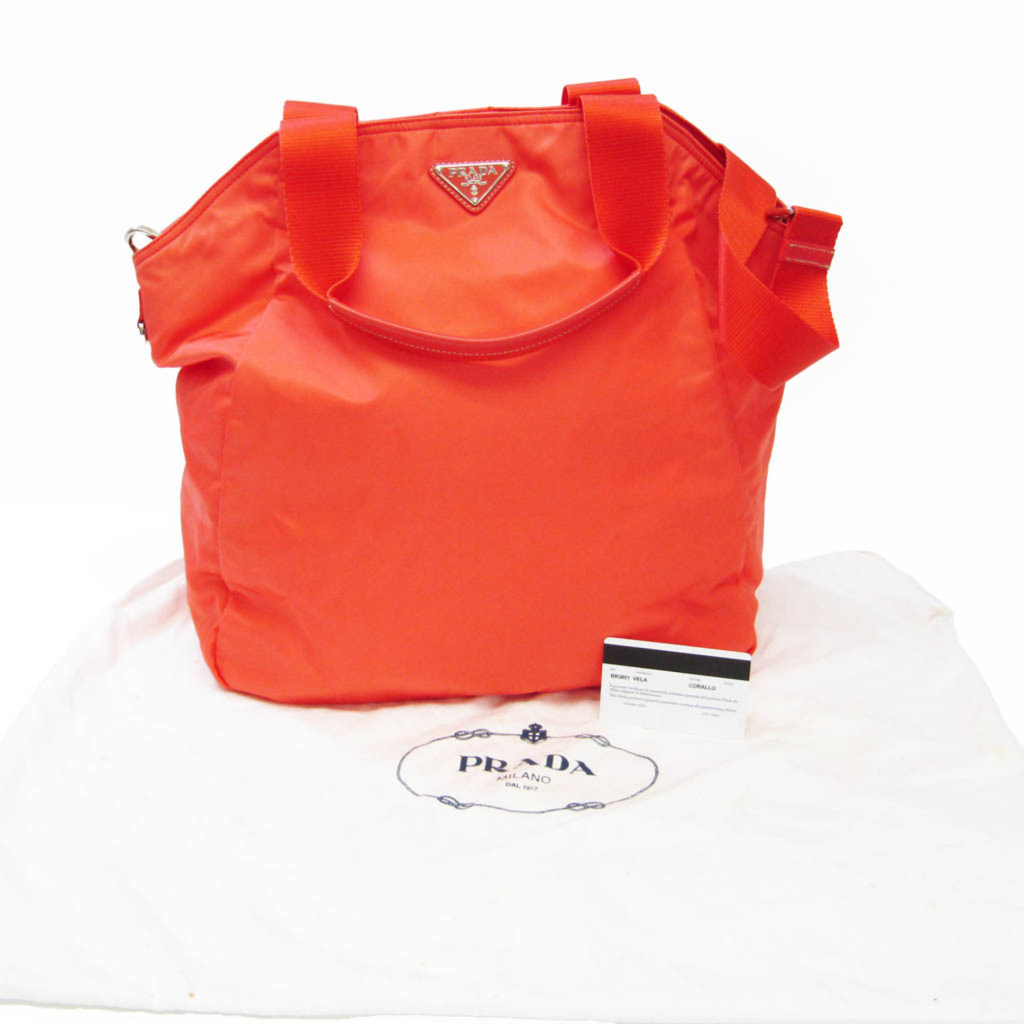 Prada VELA BR3851 Women's Nylon Handbag,Shoulder Bag Pink Orange