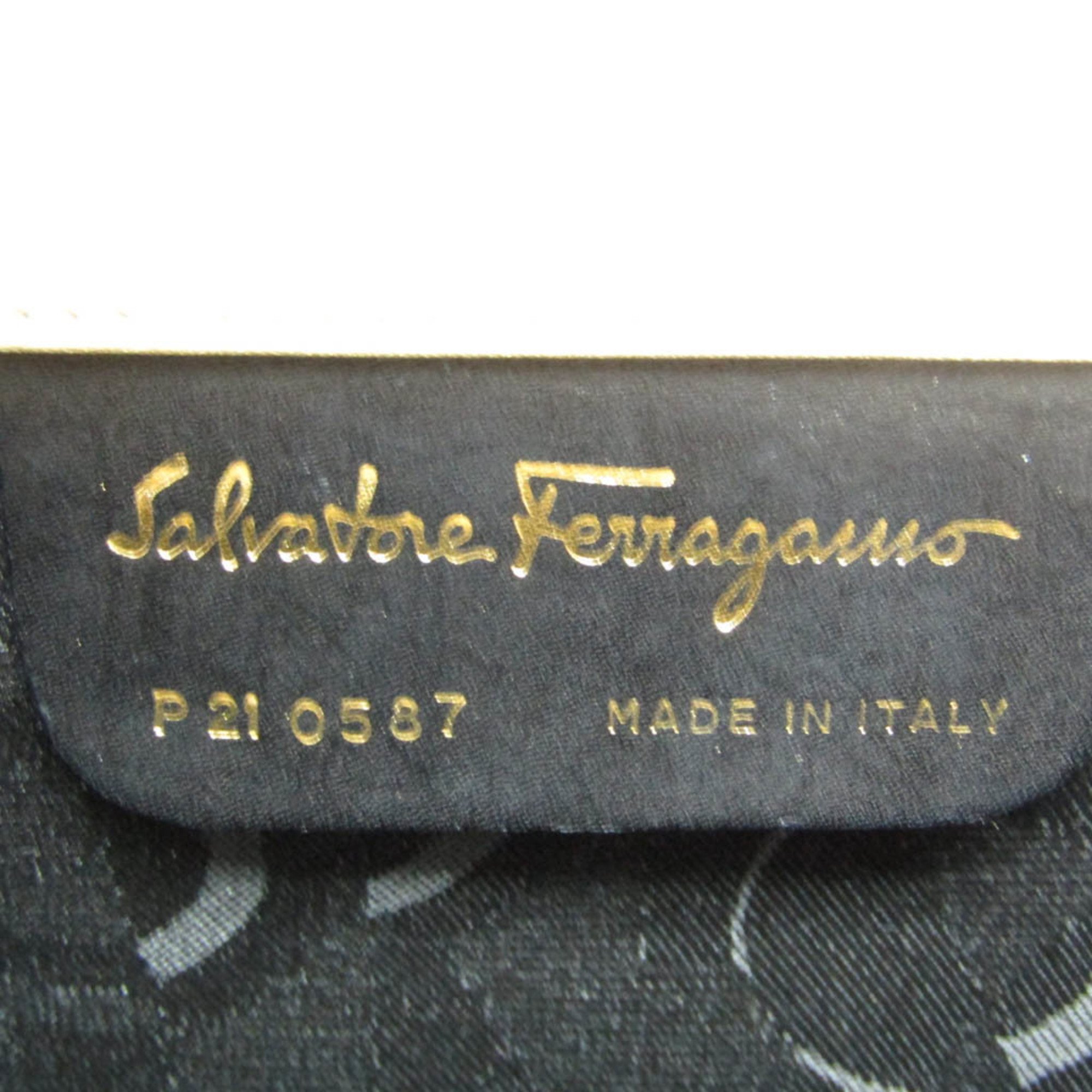 Salvatore Ferragamo Gancini Chain 0587 Women's Leather Shoulder Bag Beige