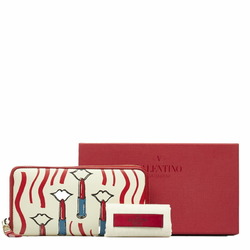 Valentino Long Wallet Round White Multicolor Leather Women's VALENTINO