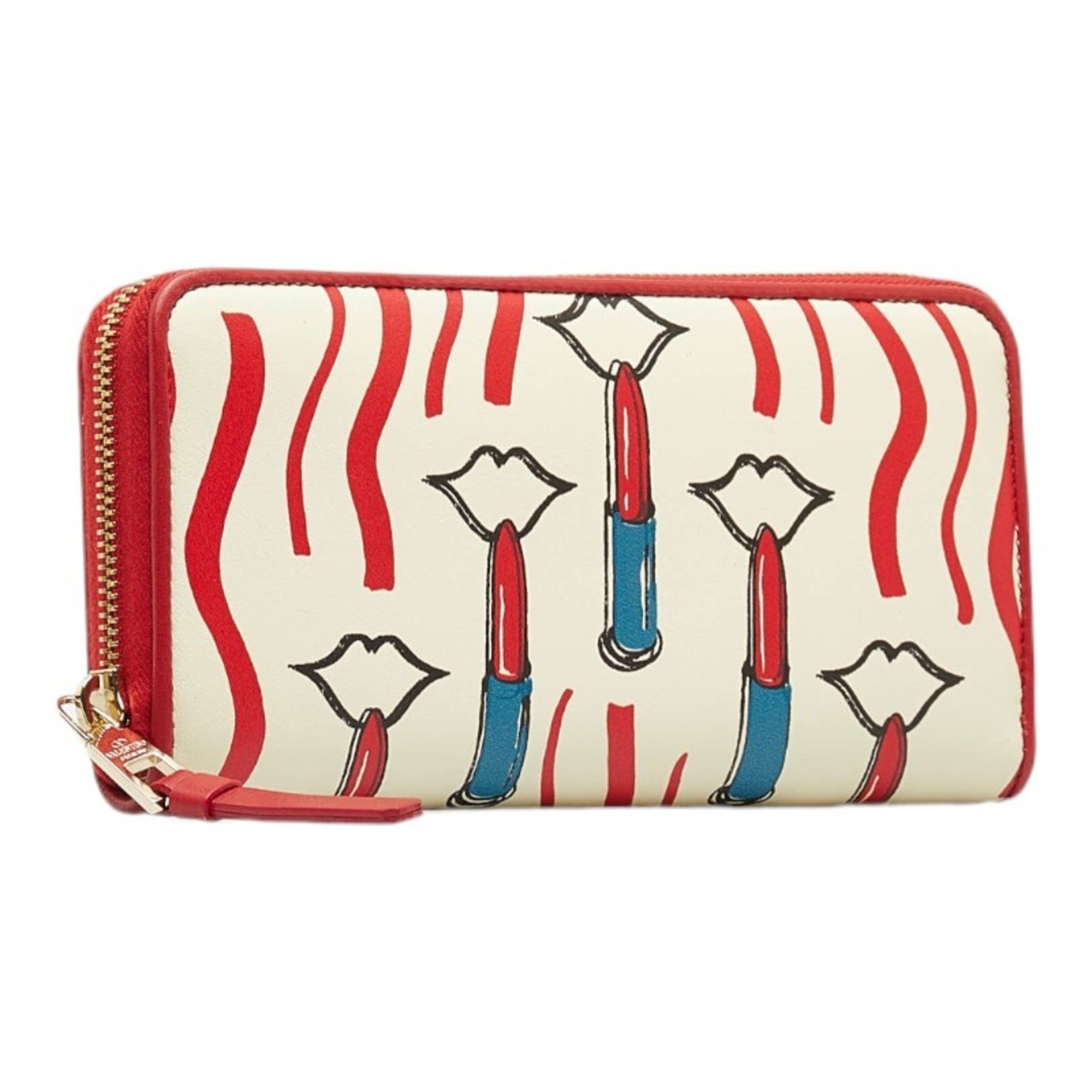 Valentino Long Wallet Round White Multicolor Leather Women's VALENTINO