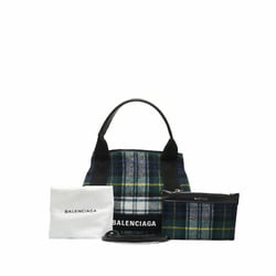 Balenciaga Cabas XS Check Handbag Shoulder Bag 390346 Green Multicolor Wool Leather Women's BALENCIAGA