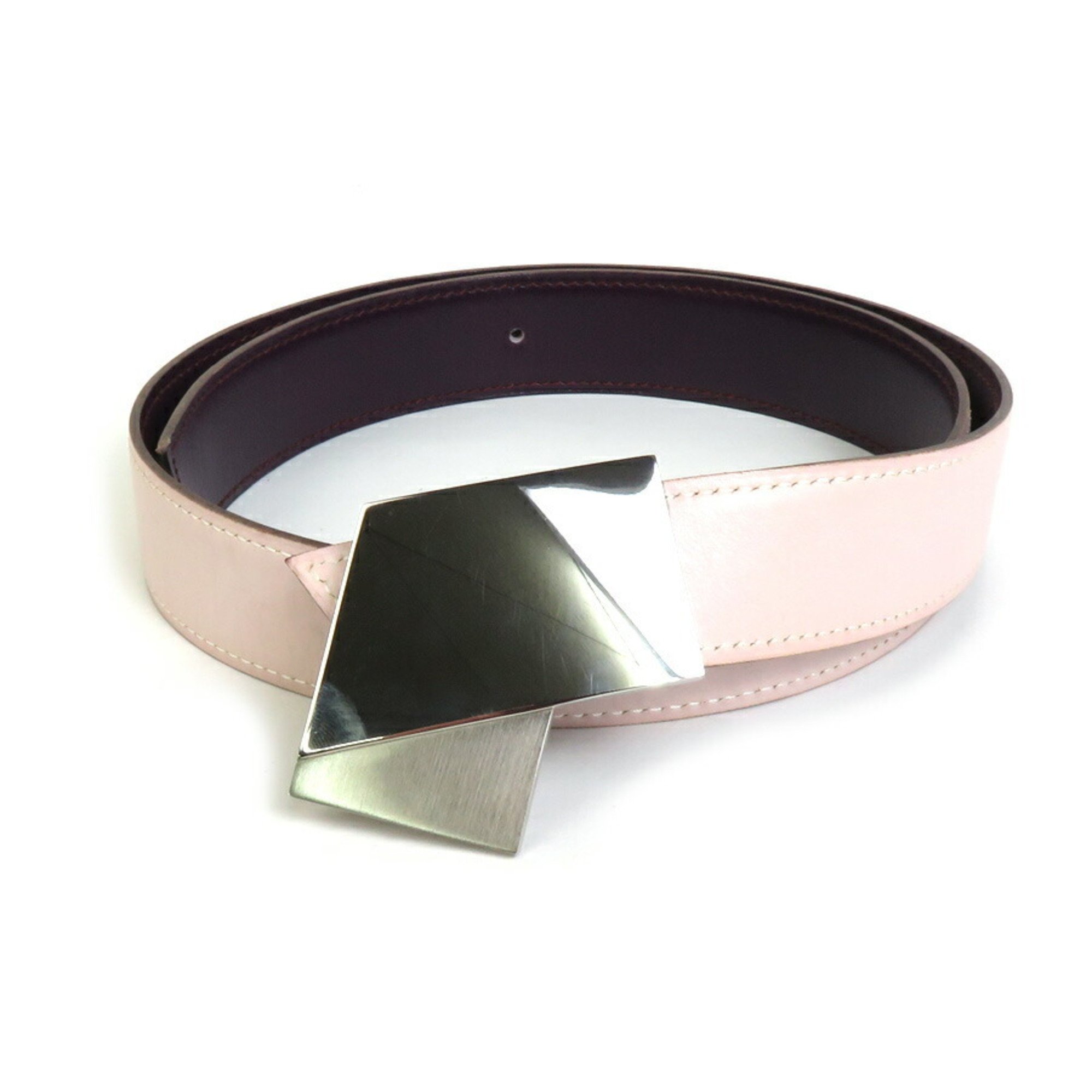 HERMES Belt Leather/Metal Light Pink/Purple Women's