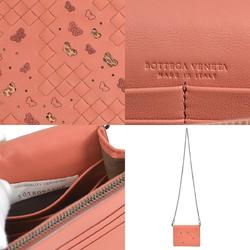 BOTTEGA VENETA Wallet Chain Crossbody Shoulder Bag Intrecciato Leather/Metal Orange Brown Women's