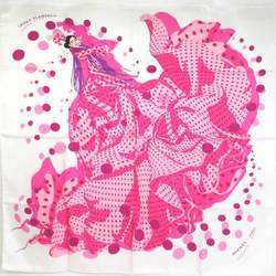 HERMES Scarf Muffler Kale90 iHOLA FLAMENCAI Flamenco Silk Ivory x Pink Ladies