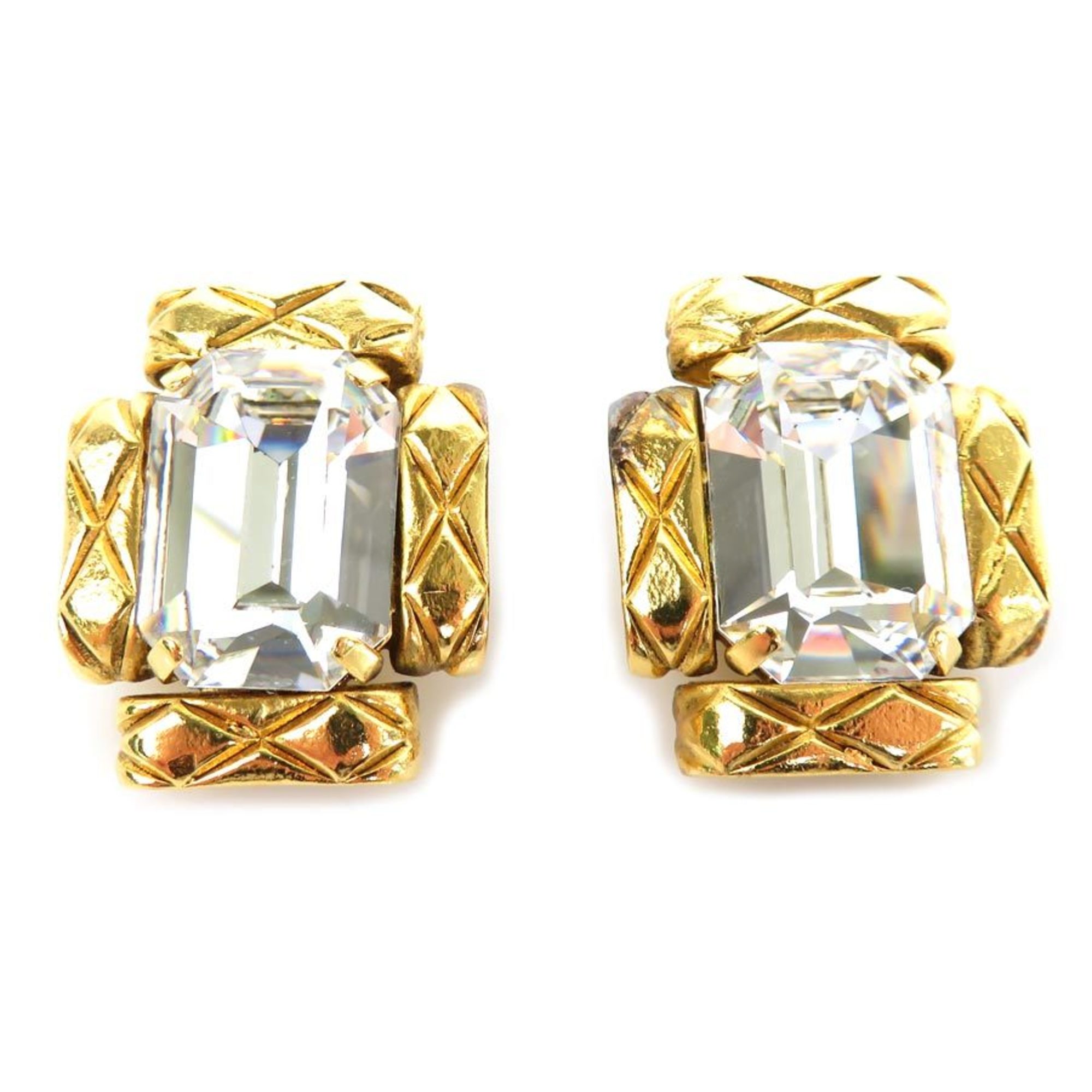 CHANEL earrings metal/rhinestone gold/silver