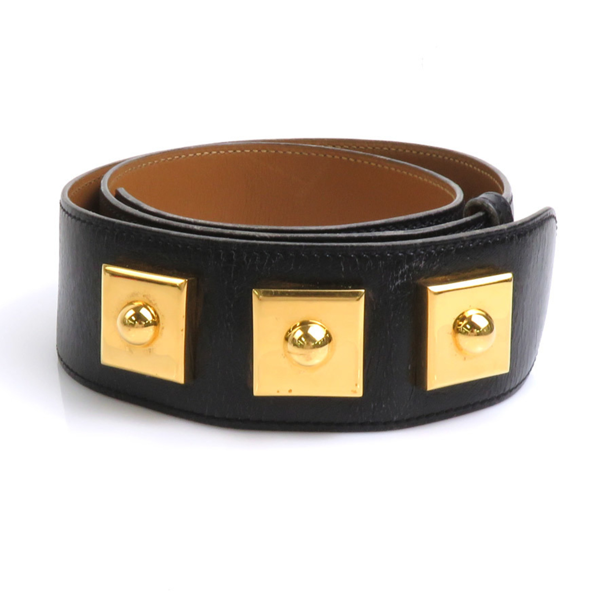 Hermes belt leather/metal black/gold ladies