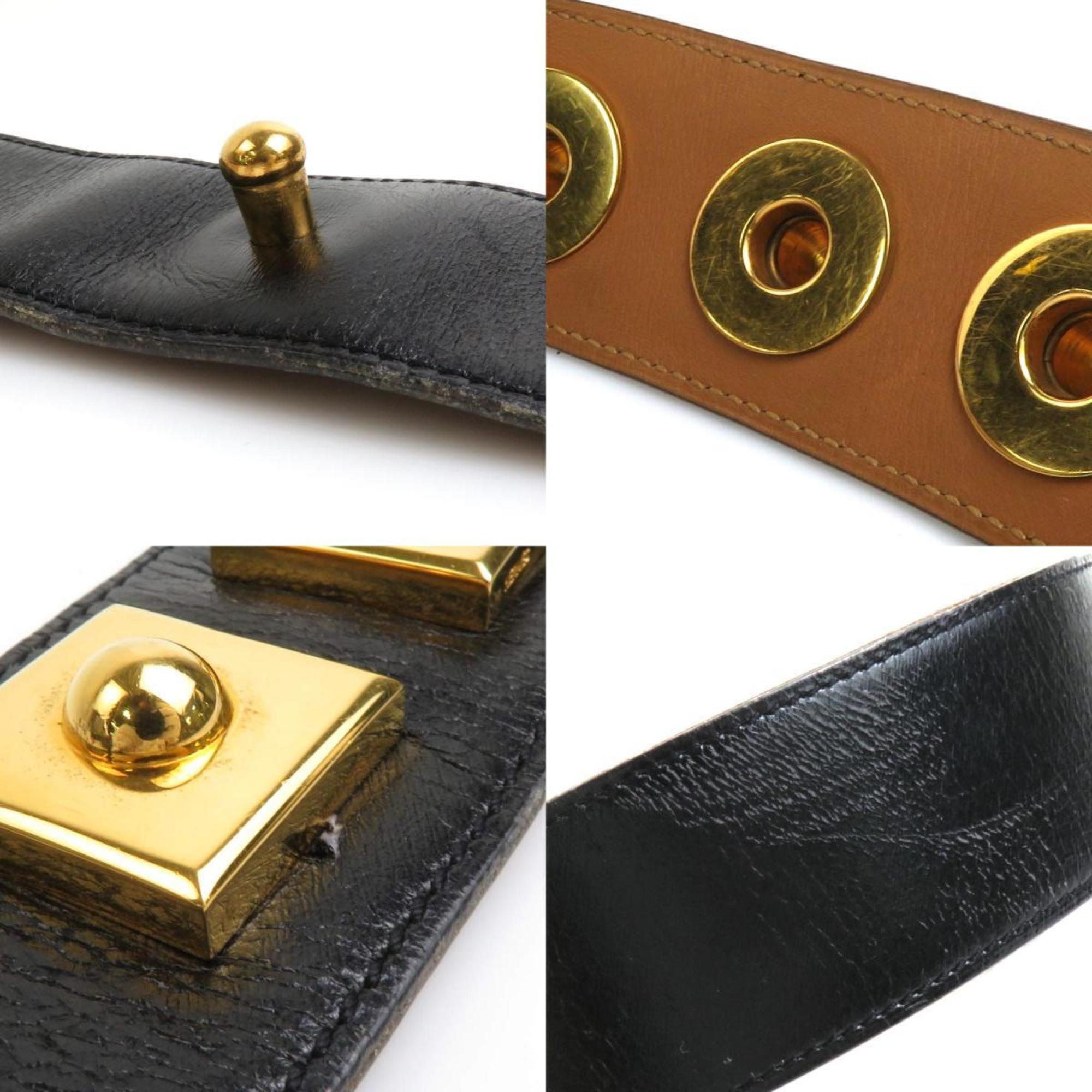 Hermes belt leather/metal black/gold ladies