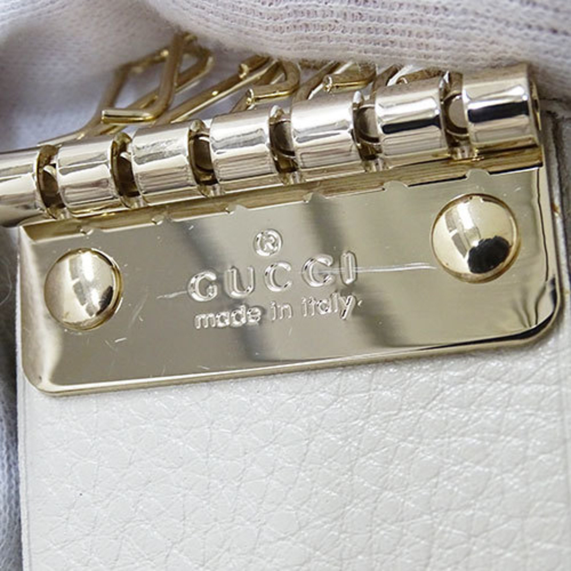 GUCCI Key Case Women's Shima Leather White 212111 6