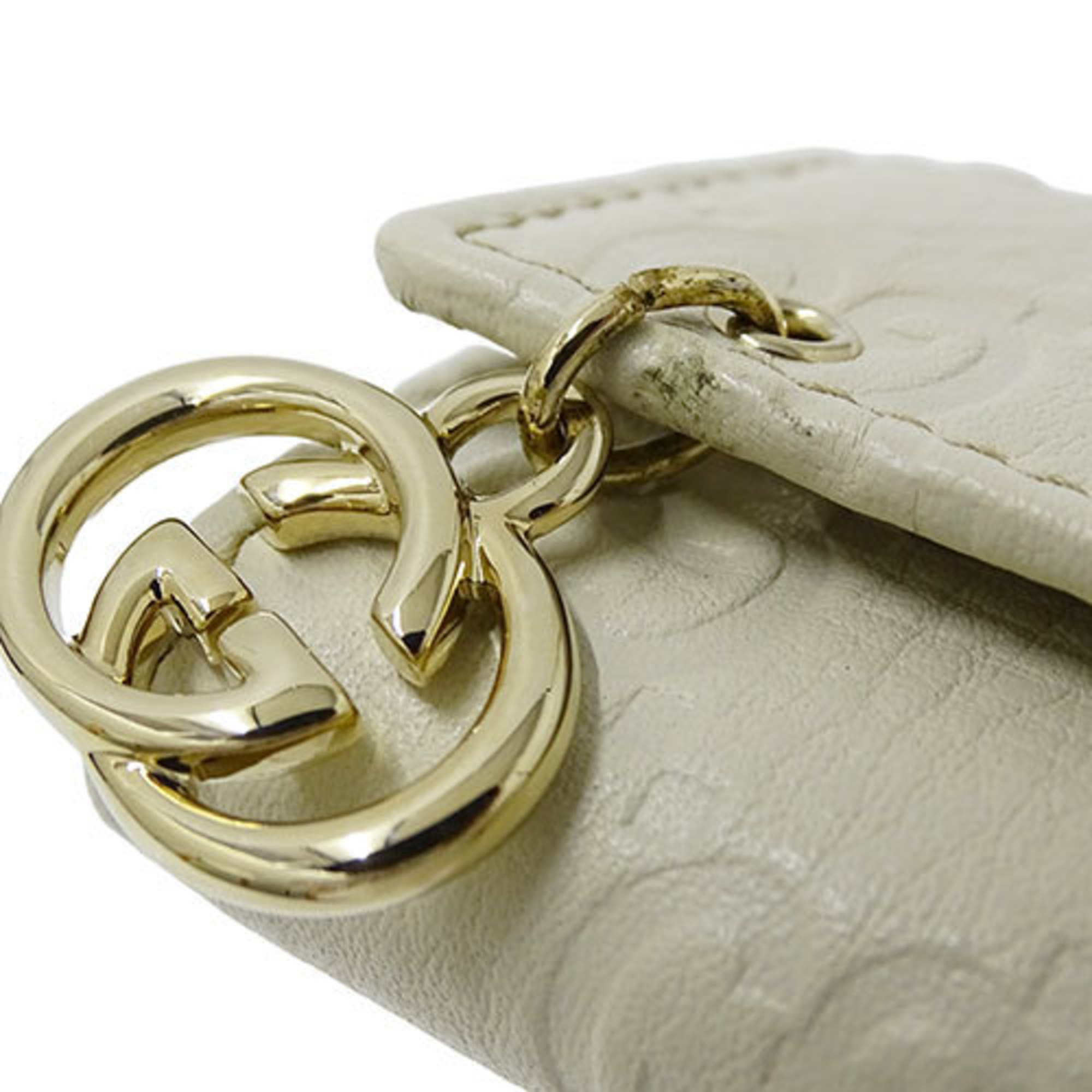 GUCCI Key Case Women's Shima Leather White 212111 6