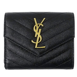 Saint Laurent SAINT LAURENT Wallet Women's Trifold Leather Black 403943