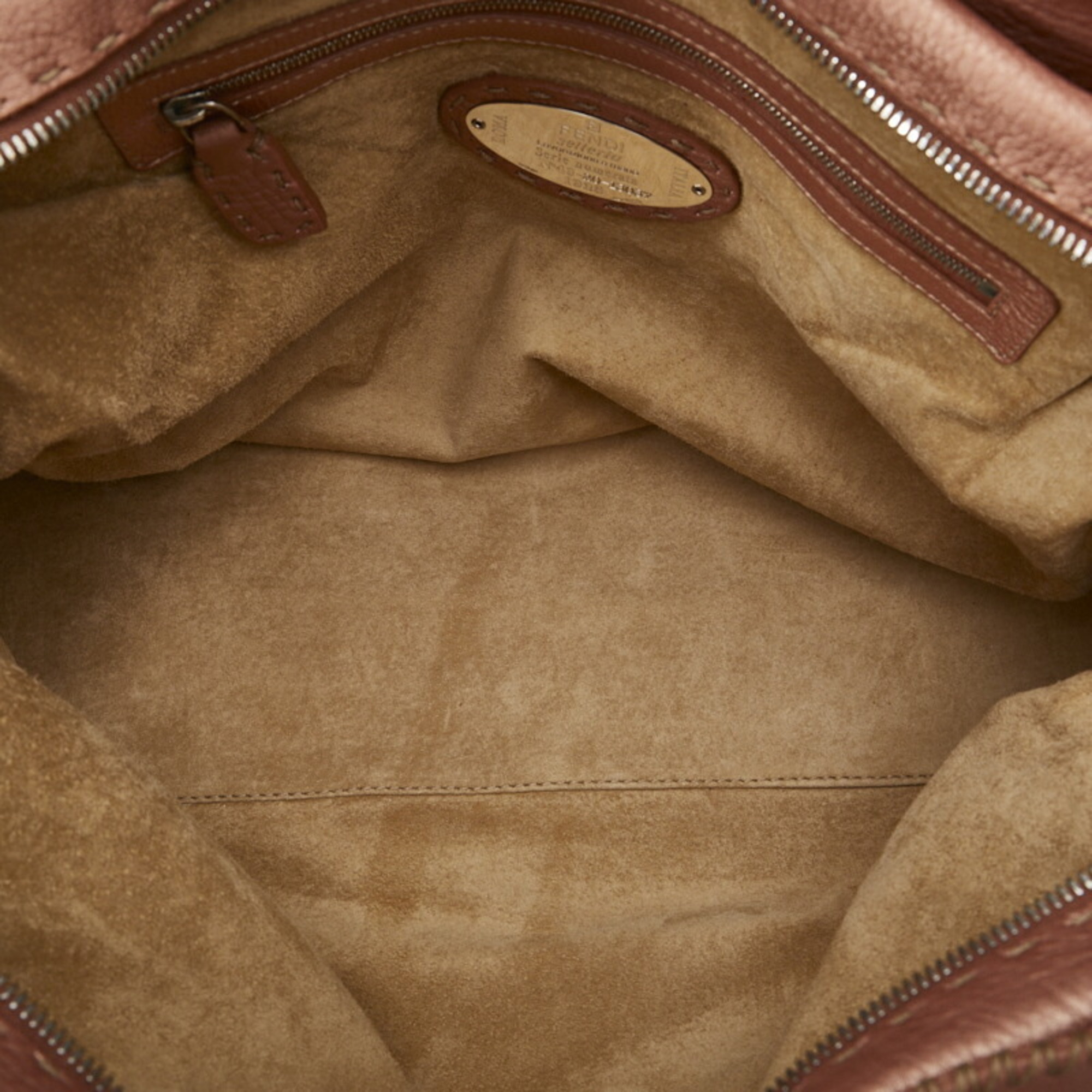 FENDI Selleria Handbag Tote Bag Champagne Pink Leather Women's