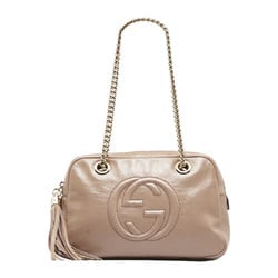 Gucci Soho Chain Shoulder Bag 308983 Pink Gold Leather Women's GUCCI