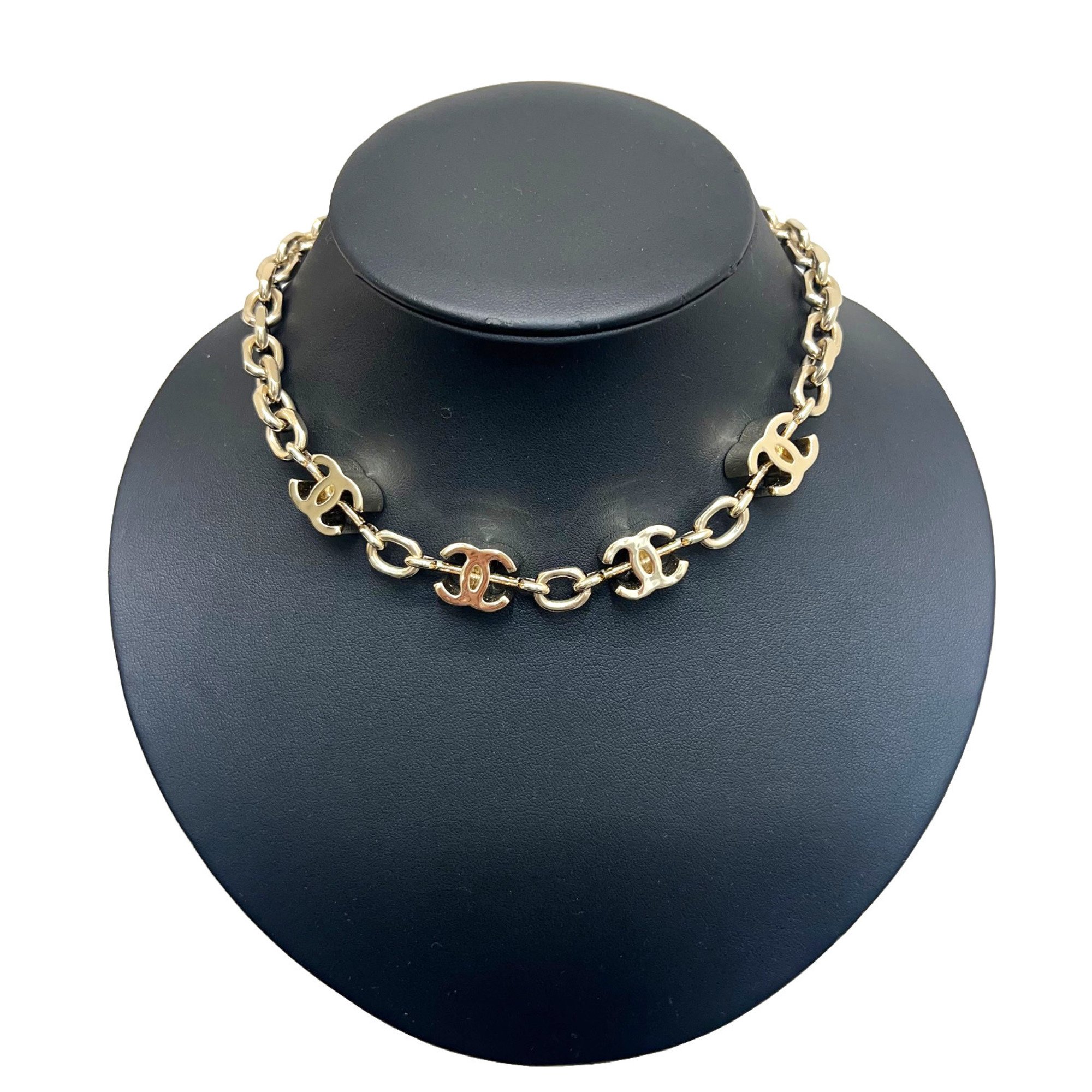 CHANEL Coco Mark Choker Necklace B22K Gold Women's