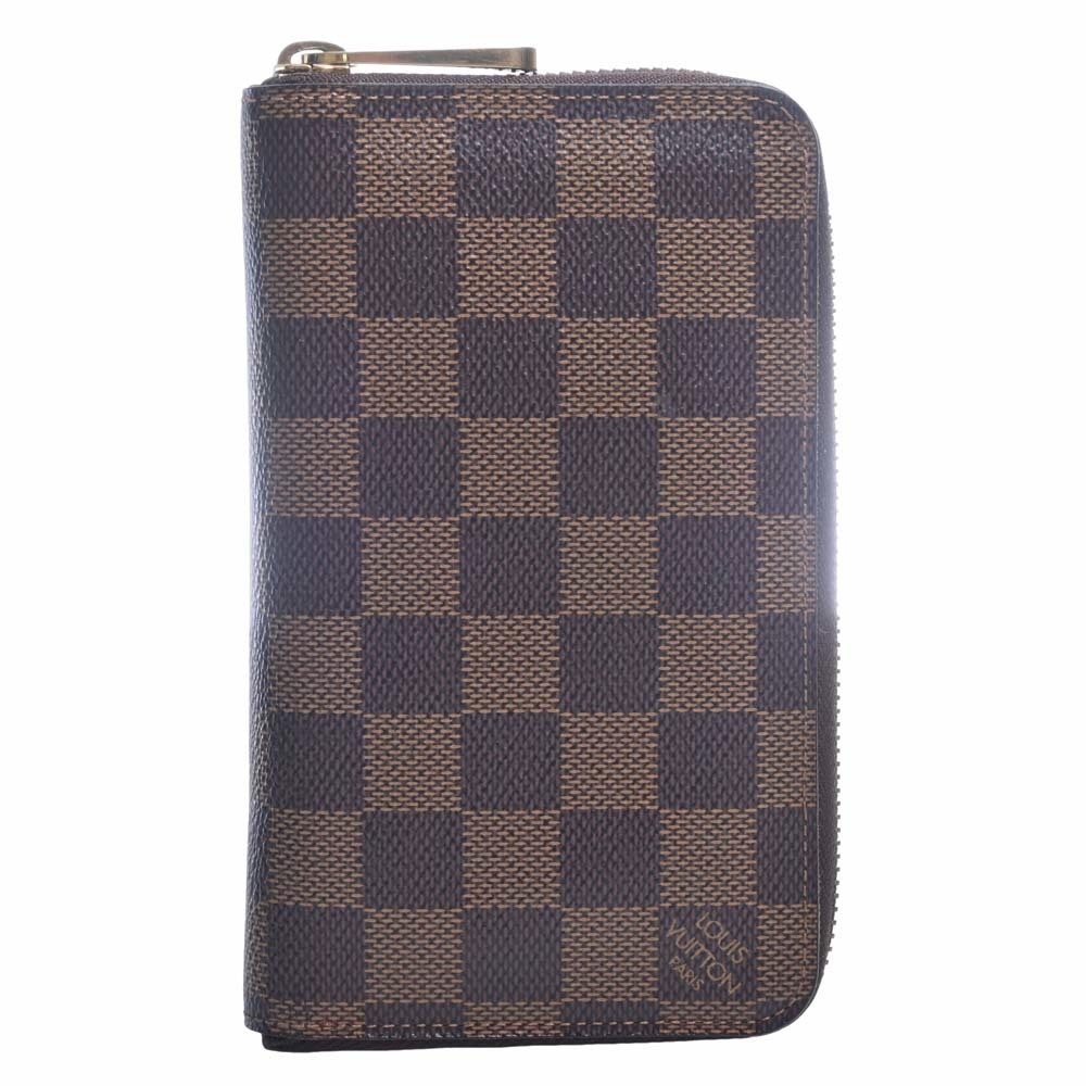 lv brown checkered wallet